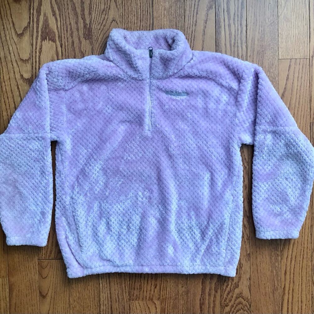 Columbia Fireside Sherpa Sweatshirt Sweater Lavender half zip Girl's Size XL - Picture 2 of 10